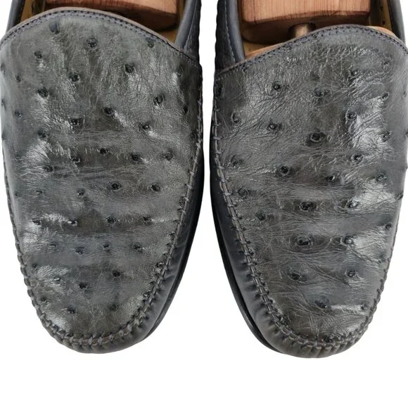 Avventura Exotic Gray Grey Ostrich Leather Dress Shoes Men Size 9.5M Moc Loafers - Picture 12 of 12